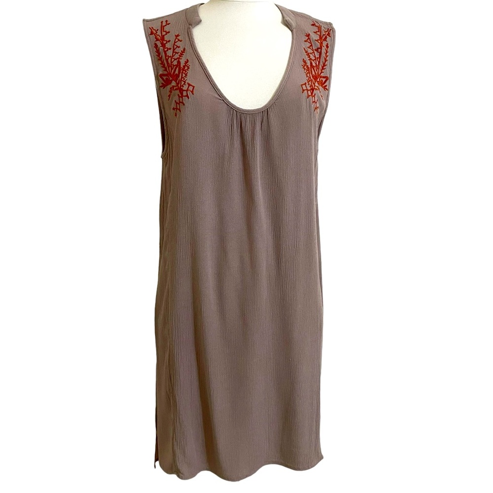 BOBEAU Women’s Tan Beach Swimsuit Coverup Coral Embroidery